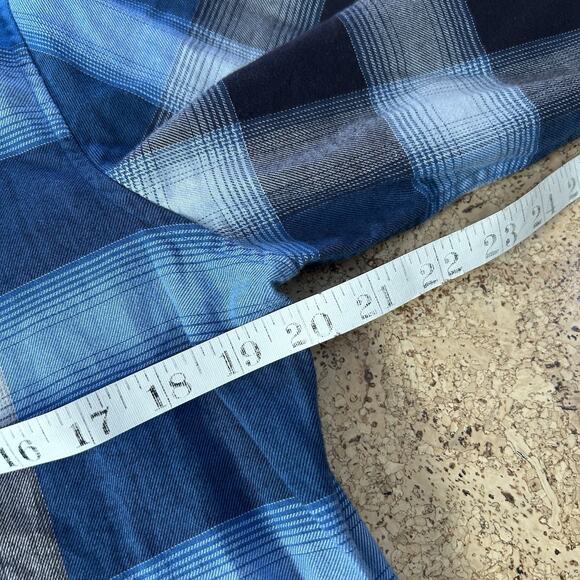 Burberry Brit Nova Check Blue Plaid Flannel Button Up Shirt Medium - Picture 5 of 6